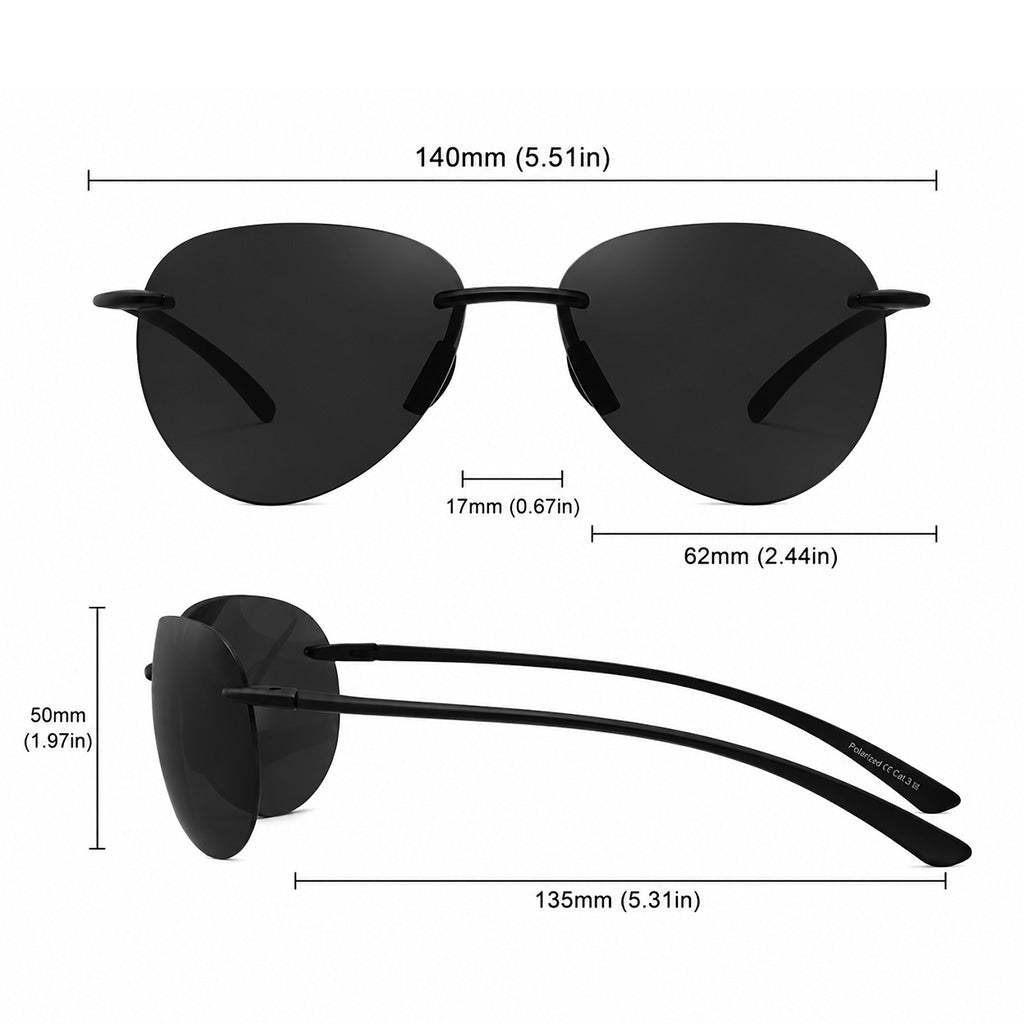 Aviator Rimless Polarized Sunglasses